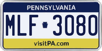 PA license plate MLF3080