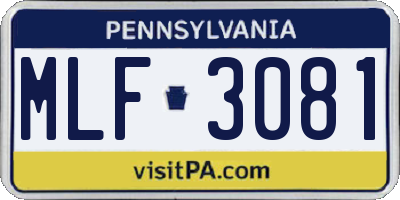 PA license plate MLF3081