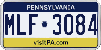 PA license plate MLF3084