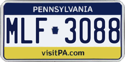 PA license plate MLF3088