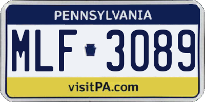 PA license plate MLF3089