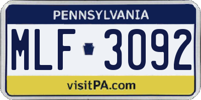 PA license plate MLF3092