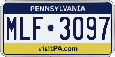 PA license plate MLF3097