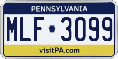 PA license plate MLF3099