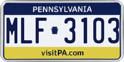 PA license plate MLF3103