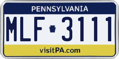 PA license plate MLF3111