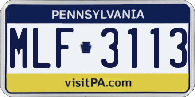 PA license plate MLF3113