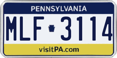 PA license plate MLF3114