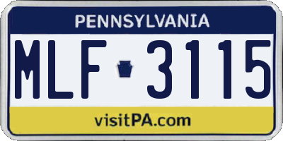 PA license plate MLF3115