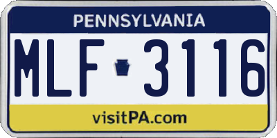 PA license plate MLF3116