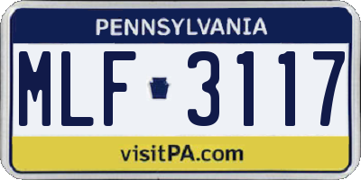 PA license plate MLF3117