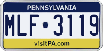 PA license plate MLF3119