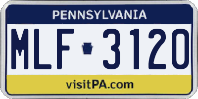PA license plate MLF3120