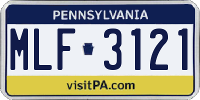 PA license plate MLF3121