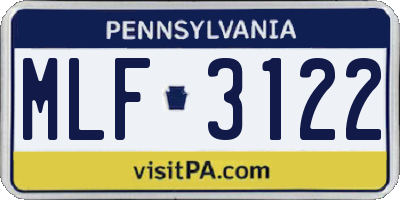 PA license plate MLF3122