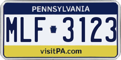 PA license plate MLF3123
