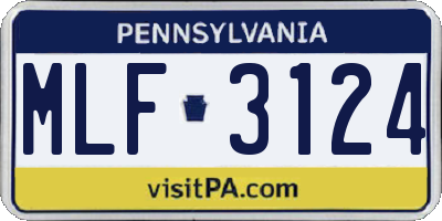 PA license plate MLF3124