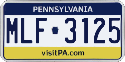 PA license plate MLF3125