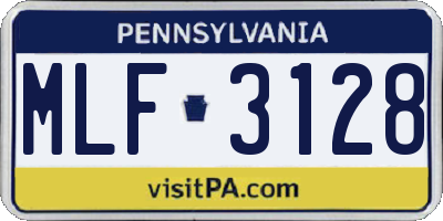 PA license plate MLF3128