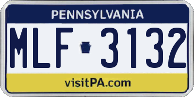 PA license plate MLF3132