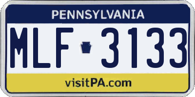 PA license plate MLF3133