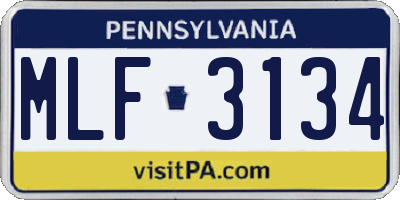 PA license plate MLF3134
