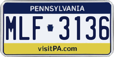 PA license plate MLF3136
