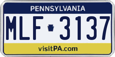 PA license plate MLF3137