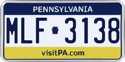 PA license plate MLF3138