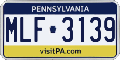 PA license plate MLF3139