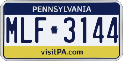 PA license plate MLF3144