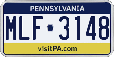 PA license plate MLF3148