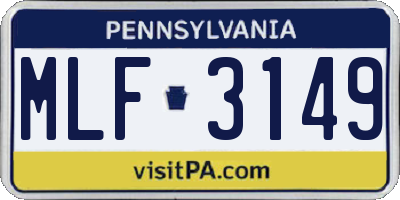 PA license plate MLF3149