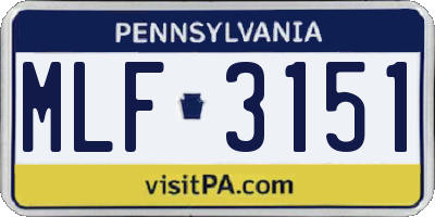 PA license plate MLF3151