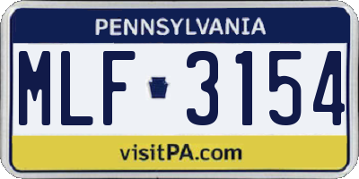 PA license plate MLF3154