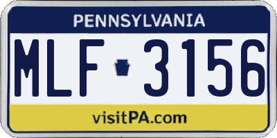 PA license plate MLF3156