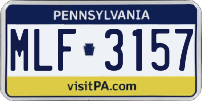 PA license plate MLF3157