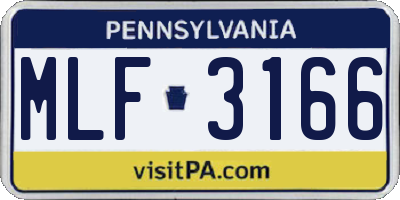 PA license plate MLF3166