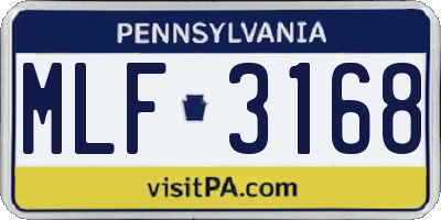 PA license plate MLF3168