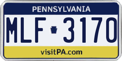 PA license plate MLF3170
