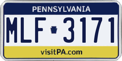 PA license plate MLF3171