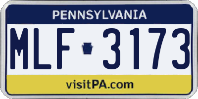 PA license plate MLF3173