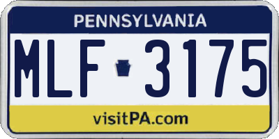PA license plate MLF3175