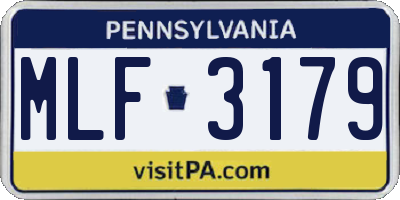 PA license plate MLF3179