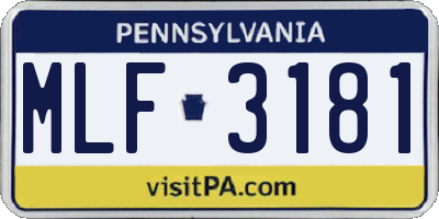PA license plate MLF3181
