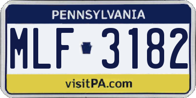 PA license plate MLF3182