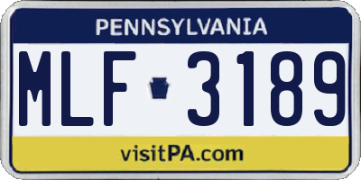 PA license plate MLF3189