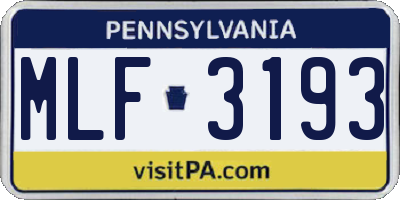 PA license plate MLF3193