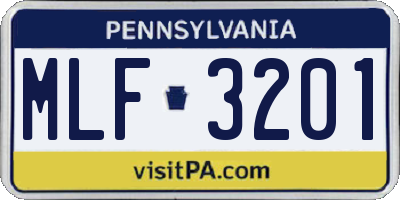 PA license plate MLF3201