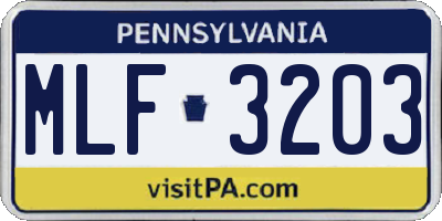 PA license plate MLF3203